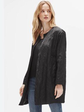 Eileen Fisher Organic Cotton Satin Steel Coat